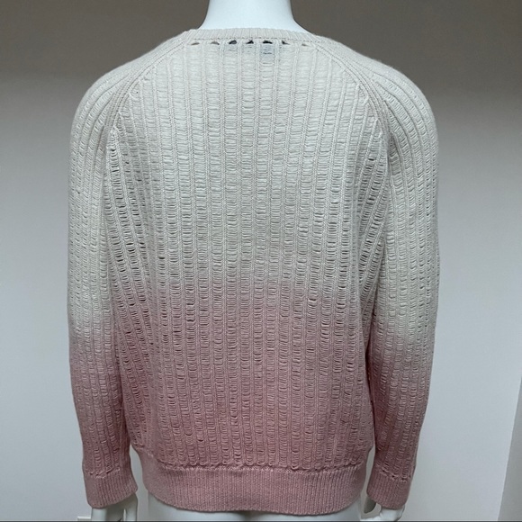 360 CASHMERE Pink/Off White Ombré Knit Long Sleeve Sweater L - Picture 2 of 6